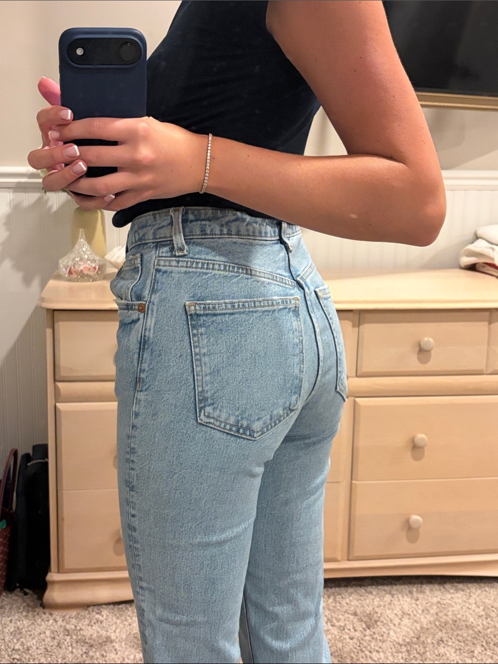 High-Rise Light Blue Women's Jeans with Straight Leg
